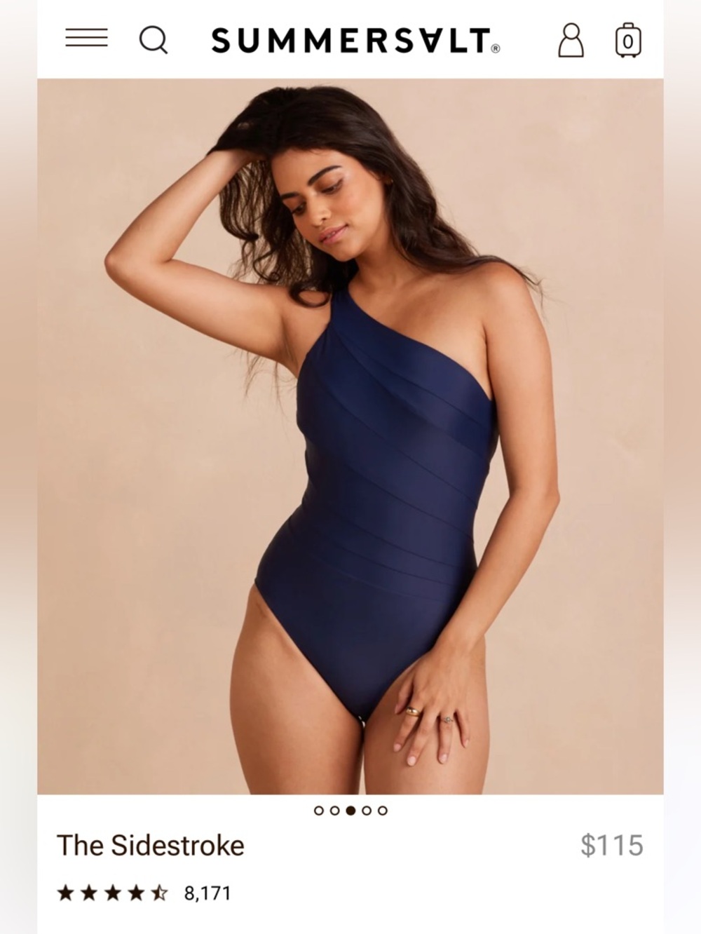 summersalt Sidestroke Navy Blue One-Shoulder Swimsuit
